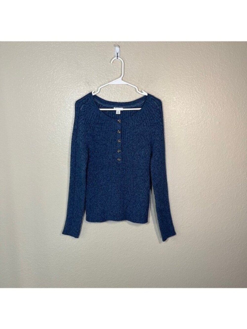 Sundance Catalog Sweater Womens XS Chunky Cozy Blue Knit Cotton Pullover NWOT - Picture 1 of 5